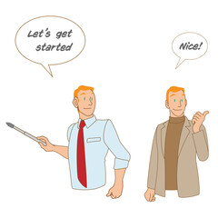 指し棒を持った白人講師の素材