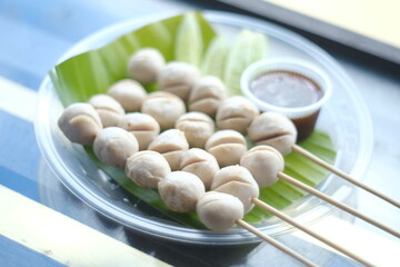 grilled meatballs on the plate 