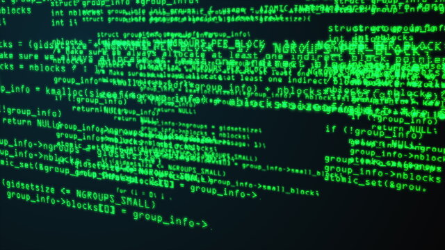 Programming code through the computer screen terminal, computer generated