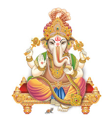 High Resolution Indian Gods Ganesha Digital Painting - obrazy, fototapety, plakaty