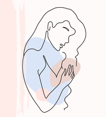 Line art woman illustration. Woman beauty minimalist, vector illustration. Contemporary portrait. Modern minimal design. For t-shirt, slogan design print graphics style