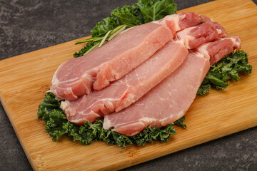 Raw pork steak for cooking