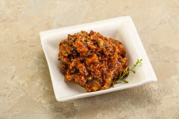 Canned anchovy in tomato sauce