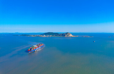 Ocean scenery of Yangshan deep water port in Hangzhou Bay, Zhejiang Province, China