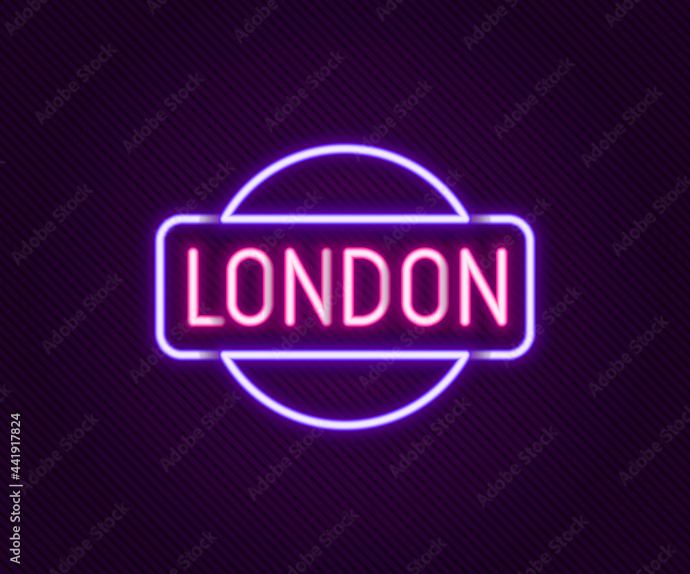 Poster glowing neon line london sign icon isolated on black background. colorful outline concept. vector