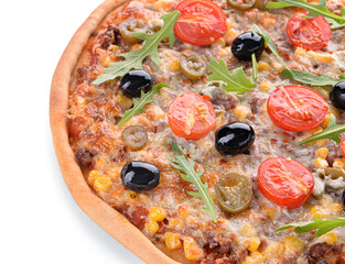 Tasty pizza on white background