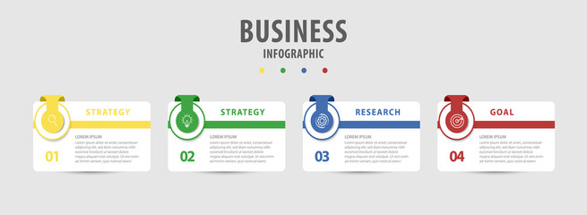 Obraz na płótnie Canvas Info graphic Business element with 4 options, steps, number template design Premium Vector