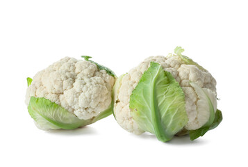 Cauliflower cabbages on white background
