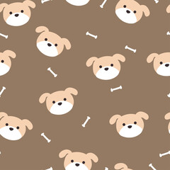 Seamless pattern with cute cartoon puppy for fabric print, textile, gift wrapping paper. colorful vector for textile, flat style