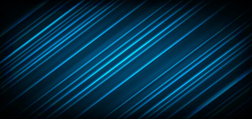 Technology futuristic background light blue glowing striped lines on dark blue background.