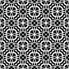 
Abstract Flower Tiles Seamless Vector Pattern Design. Black and white pattern. 