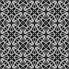 
Abstract Flower Tiles Seamless Vector Pattern Design. Black and white pattern. 