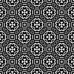 
Abstract Flower Tiles Seamless Vector Pattern Design. Black and white pattern. 