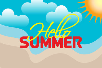 hello summer beach and sun background