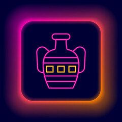 Glowing neon line Ancient amphorae icon isolated on black background. Colorful outline concept. Vector