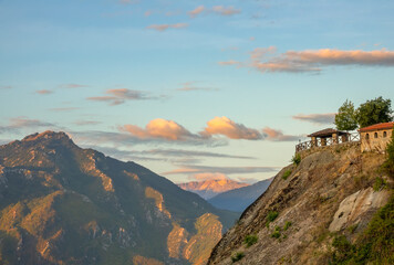 Hilltop Gazebo in the Evening in Greek Meteora