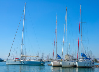 Large Sailing Yachts in the Yacht Marina on a Sunny Summer Day