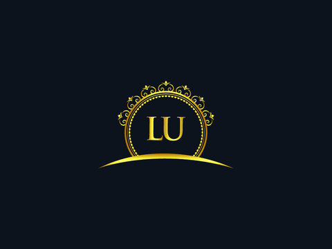 Letter LU Logo, luxury lu logo icon vector for modern Hotel, Heraldic, Jewelry, Fashion, Royalty With Gold Color Image Design