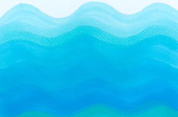 Blue gradient wave sea background. Light marker texture.