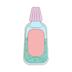 Hand drawn cute mouthwash, oral hygiene. Isolated vector illustration on white background
