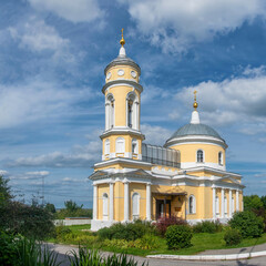Fototapeta na wymiar View of Holy Cross Church (Krestovozdvizhenskaya church, 1837) at sunny day. Kolomna Kremlin, Moscow Oblast, Russia.