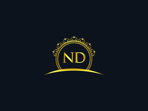 Letter ND Logo, luxury nd logo icon vector for modern Hotel, Heraldic, Jewelry, Fashion, Royalty With Gold Color Image Design