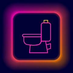 Glowing neon line Toilet bowl icon isolated on black background. Colorful outline concept. Vector