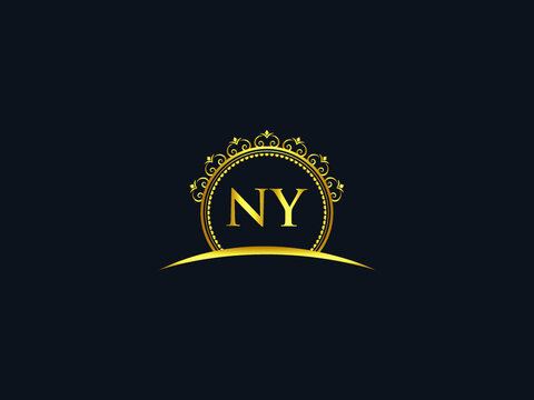 Letter NY Logo, luxury ny logo icon vector for modern Hotel, Heraldic, Jewelry, Fashion, Royalty With Gold Color Image Design