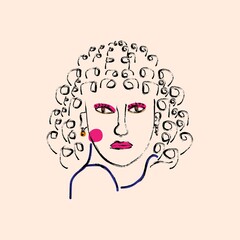 continuous line drawing contemporary portrait woman for wall art , fashion design and your promotion