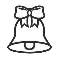 metal bell with bow isolated on transparent background, symbol of Christmas, school bell, vintage bell.