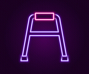 Glowing neon line Walker for disabled person icon isolated on black background. Colorful outline concept. Vector