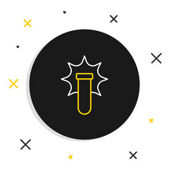 Line Chemical experiment, explosion in the flask icon isolated on white background. Chemical explosion in a test tube. Colorful outline concept. Vector