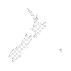 transparent silhouette of New Zealand map with shadow