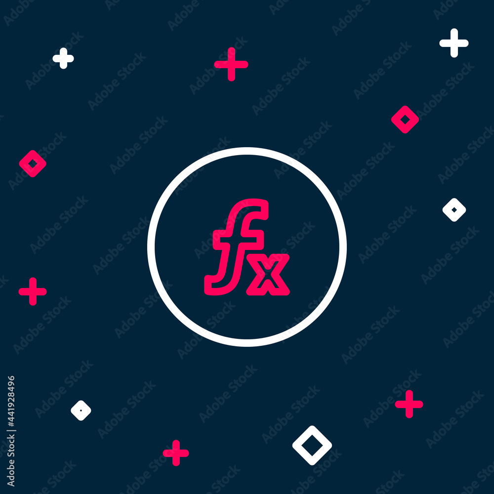 Poster line function mathematical symbol icon isolated on blue background. colorful outline concept. vector