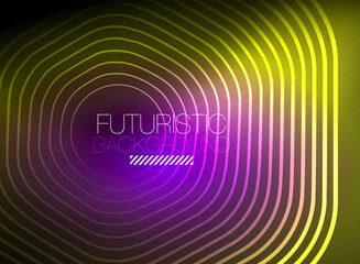 Neon color square shape lines abstract background. Shiny magic energy and motion concept, vector abstract wallpaper background