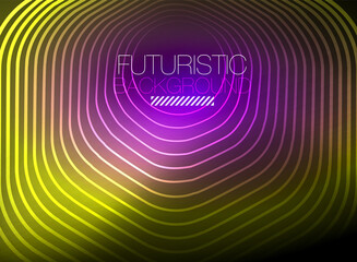 Neon color square shape lines abstract background. Shiny magic energy and motion concept, vector abstract wallpaper background