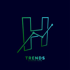 dynamic outline letter H trends statistic vector logo design