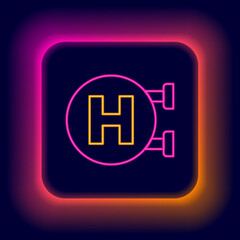 Glowing neon line Hospital signboard icon isolated on black background. Colorful outline concept. Vector