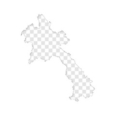 transparent silhouette of Laos map with shadow