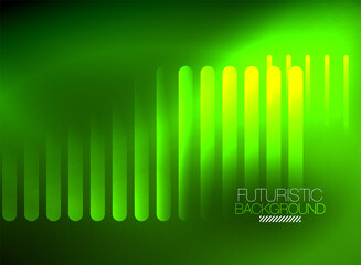 Bright neon color techno abstract background, shiny glowing neon lines in the dark background