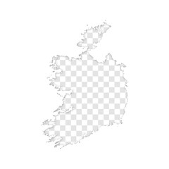 transparent silhouette of Ireland map with shadow