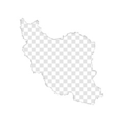 transparent silhouette of Iran map with shadow