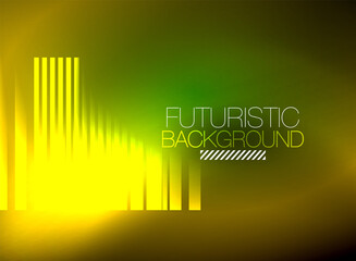 Bright neon color techno abstract background, shiny glowing neon lines in the dark background