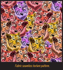 Seamless patterns art of tiger heads.