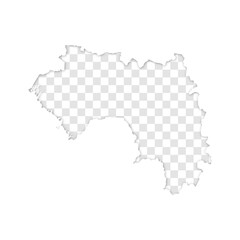 transparent silhouette of Guinea map with schadow