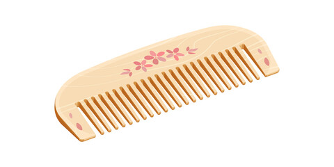 Japanese ornamental comb. Small sakura wooden hair comb.