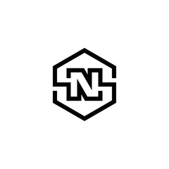 n s ns sn initial logo design vector template