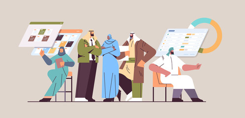 arab businesspeople team discussing during corporate meeting brainstorming business development teamwork