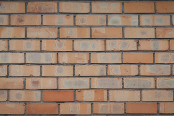 orange red brick wall background. Part of well built house