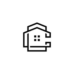 c initial home logo design vector template